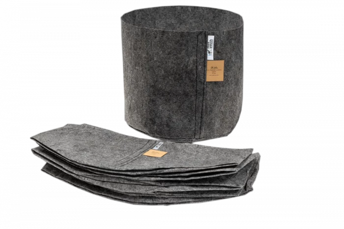 Root Pouch Fabric Pot Grey folded