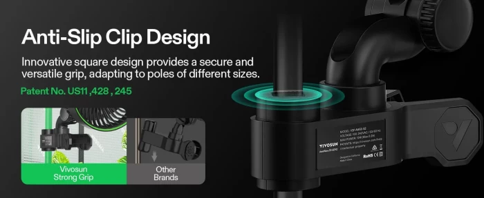 Vivosun AeroWave E6 Fan non-slip clip design