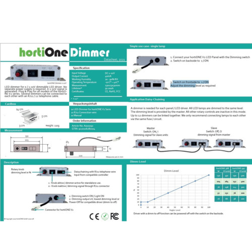 HortiONE Dimmer for V2 Series specs and instructions