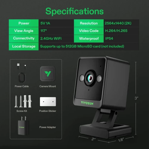 Vivosun GrowCam C4 Wifi Camera Specifications